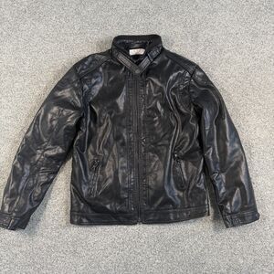 LJYH Youth Boys Jacket Black Motorcycle Faux Leather Full Zip Moto T13-14 Years